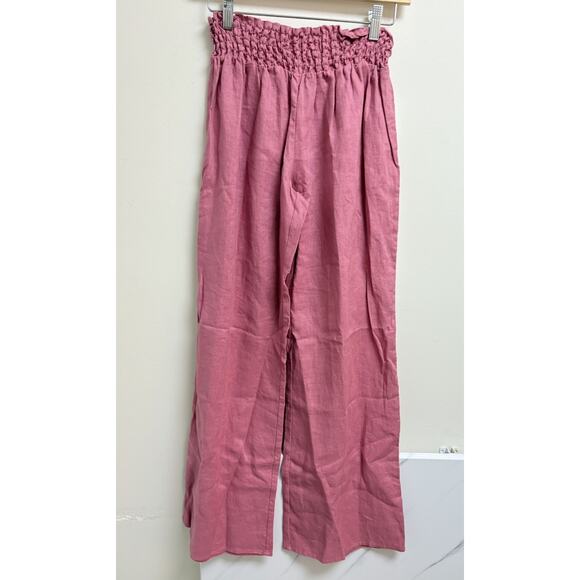 Johnny Was Pants - Johnny Was 4 Love & Liberty Women Pants Linen Elastic Waist Size Small Primrose